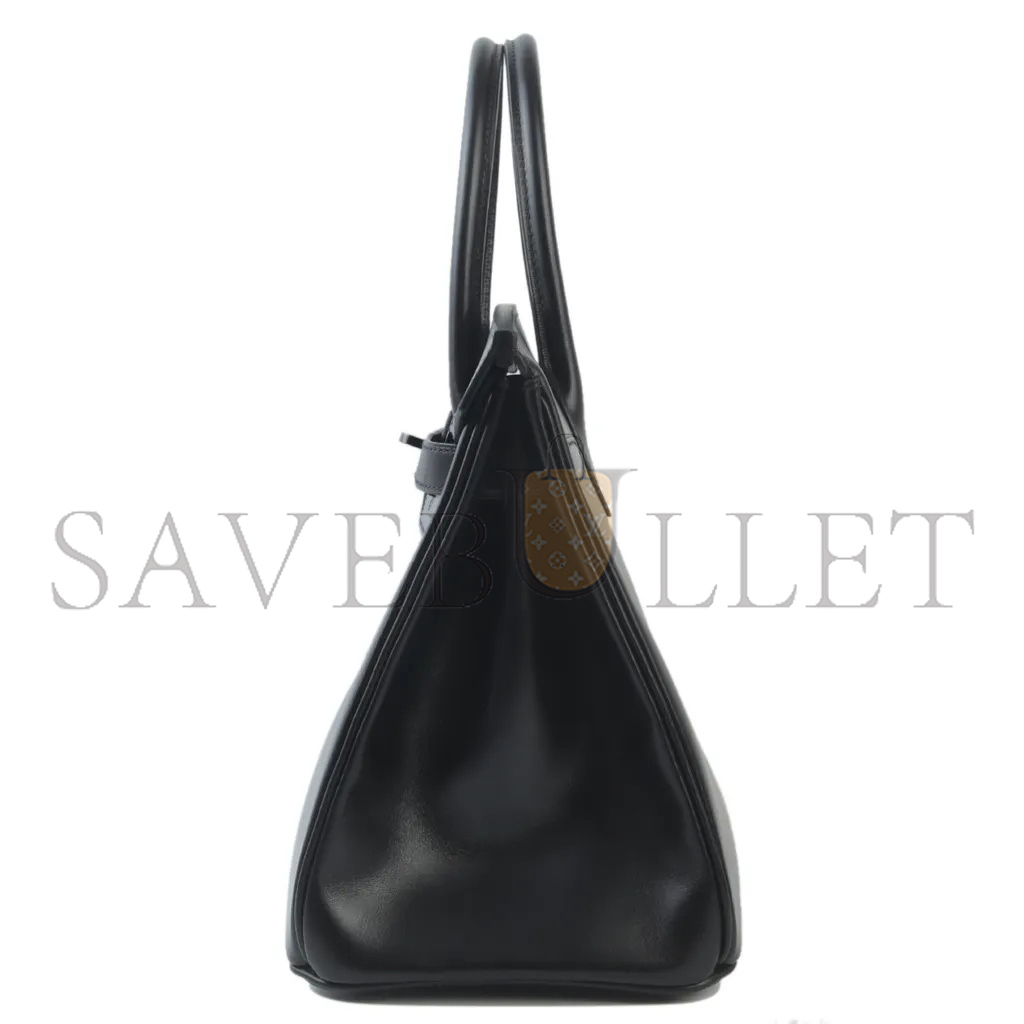 H**mes birkin 30 box leather black black buckle bag h079201ca89 (30*23*15cm)